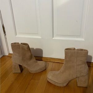 Dolce Vita Beige Suede Heeled Boots